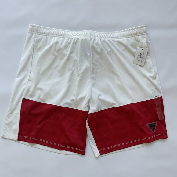 Guess Men’s Sport Short Training White-Red Size 2XL - Picture 1 of 5